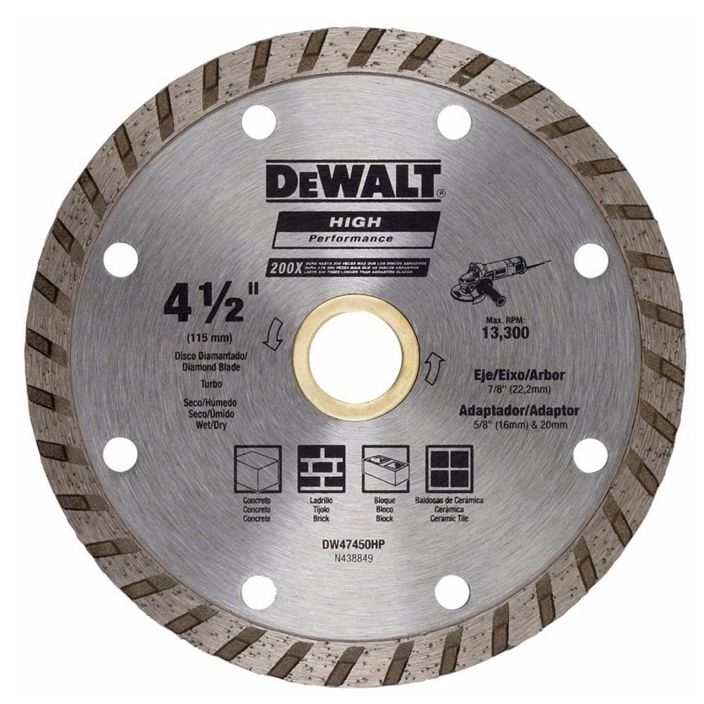 DISCO DIAMANTE 4 1/2 PULGADAS  CORTE SECO DW47450L DEWALT