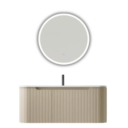 MUEBLE DE BAÑO DE PVC CON LAVAMANO Y GRIFERIA SIMMETRIA 80X46.5X50 CM INCLUYE  ESPEJO LED 60X60CM CAP120-80 KK KHAKI