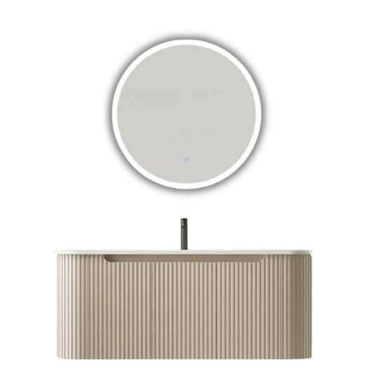 MUEBLE DE BAÑO DE PVC CON LAVAMANO Y GRIFERIA SIMMETRIA 80X46.5X50 CM INCLUYE  ESPEJO LED 60X60CM CAP120-80 KK KHAKI