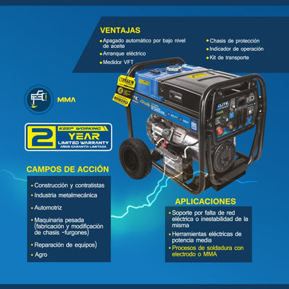MOTOSOLDADOR A GASOLINA 5500W 120/240V 50-200A OCV 75V CT60%