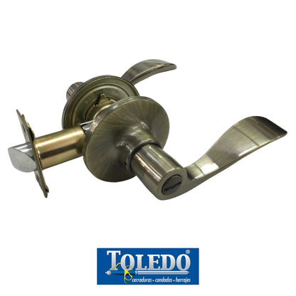 CERRADURA DE  LEVER JAEN BOTON BRONCE ANTIGUO TOLEDO
