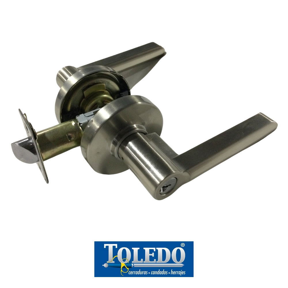 CERRADURA DE LEVER LUGO  LLAVE-BOTON SATIN NIQUEL TOLEDO BP1900-LU-US15