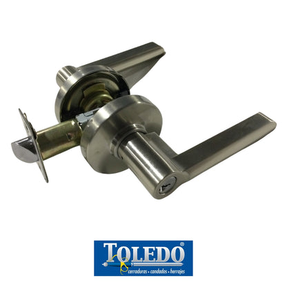 CERRADURA DE LEVER LUGO  LLAVE-BOTON SATIN NIQUEL TOLEDO BP1900-LU-US15