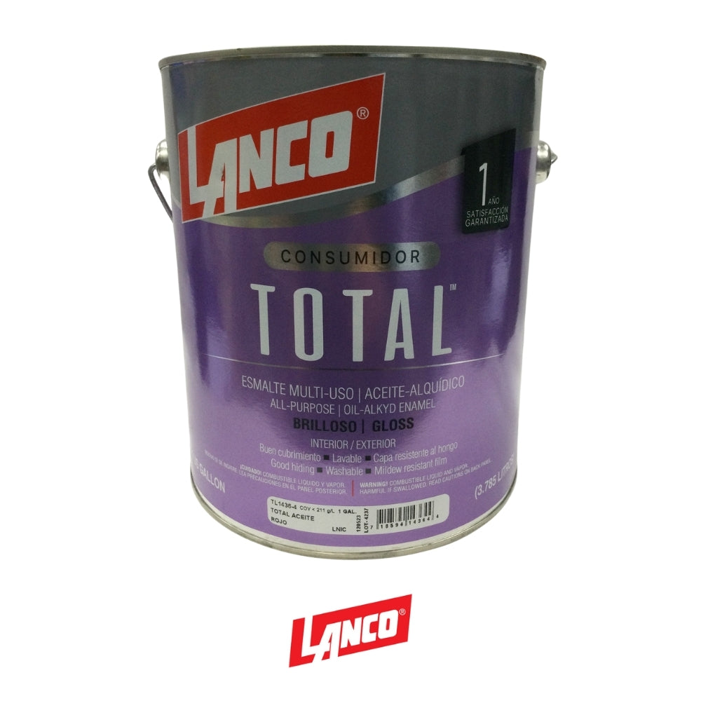 PINTURA ESMALTE BRILLANTE TOTAL ACEITE ROJO GLN TL1436-4