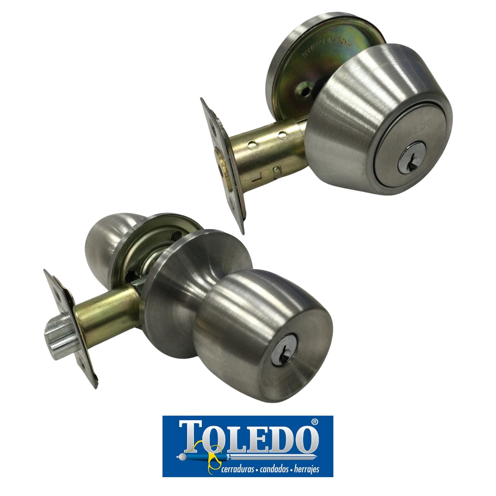 CERRADURA TOLEDO COMBO MALAGA LLAVE / MARIPOSA ACERO INOXIDABLE