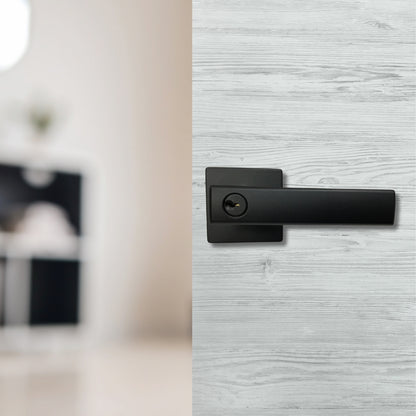 CERRADURA LEVER MODELO LUGO LLAVE/BOTÓN (RECÁMARA) ACABADO NEGRO