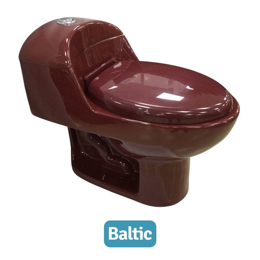 INODORO UNA PIEZA ELONGADO COLOR ROJO VINO BALTIC SR-1002