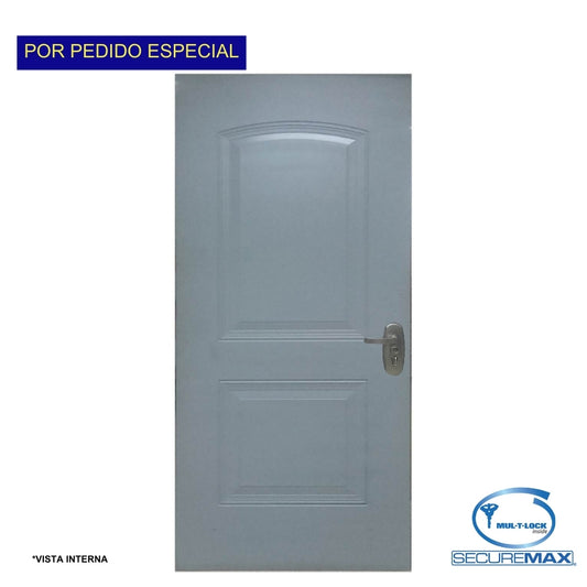 PUERTA DE SEGURIDAD 2 PANELES CON MARCO 3 PIES X 7 PIES GRIS DERECHA CON CERRADURA PLATEADA SECUREMAX