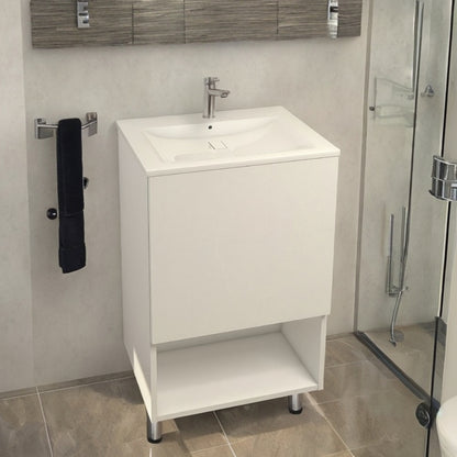 MUEBLE DE BANO CON LAVAMANOS Y GRIFERIA 1 PUERTA 0.51*0.41*0.86 M COLOR BLANCO FB18011 MOD. YKL-V002 RH