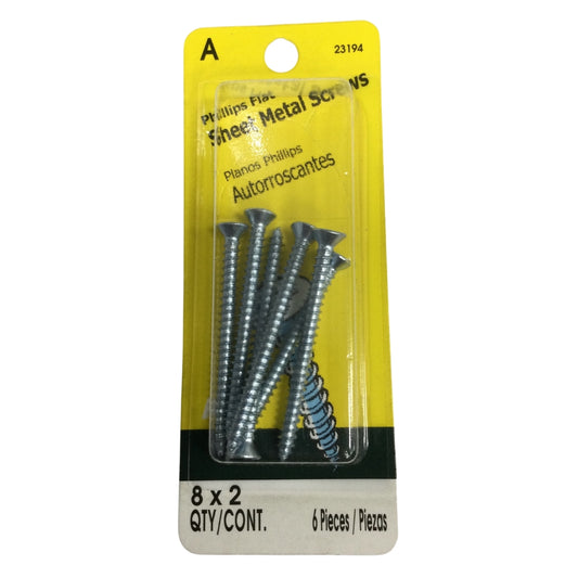 TORNILLO PARA LAMINA ZINCADO CAB PLANA PHILLIPS #8 x 2 PULGADAS