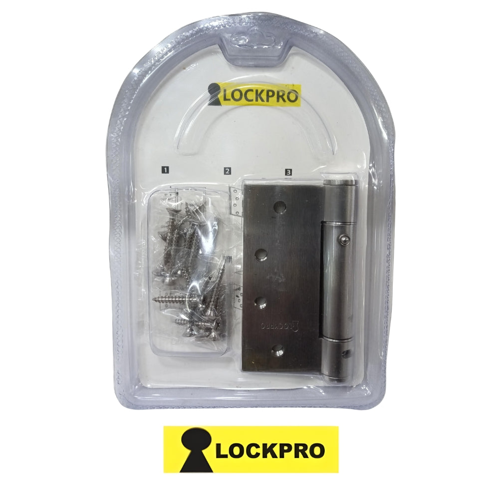 BISAGRA ACERO INOX CON RESORTE 4 Pulg X 4 Pulg 3 mm ESPESOR PAR LOCKPRO