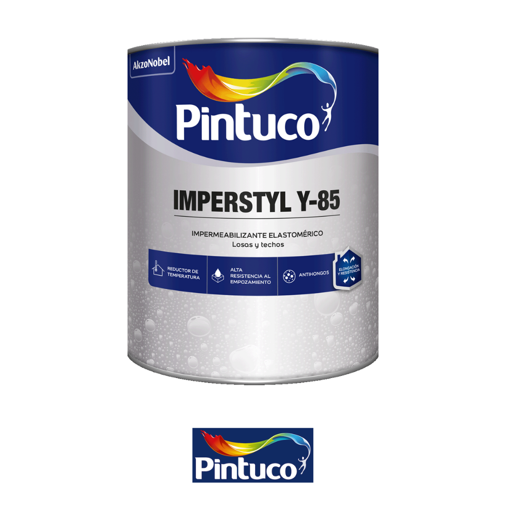 PINTURA IMPERMEABILIZANTE ELASTOMERICA DE TECHO IMPERSTYL ROJO TEJA Y-85 5085 QTO PINTUCO