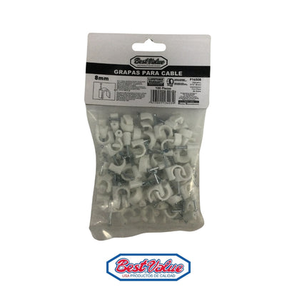 GRAPA PLASTICA PARA CABLE COAXIAL 5/16 (8MM) PAQUETE 100 UND F16508