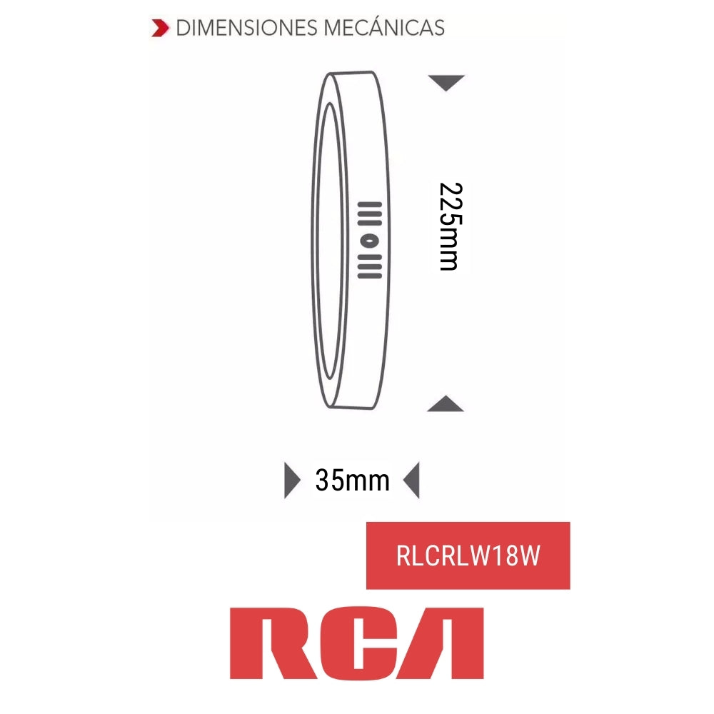PANEL LED SOBREPUESTO REDONDO LUZ CALIDA  18W 85-277V 1260LM RCA (RLCRLW18W)